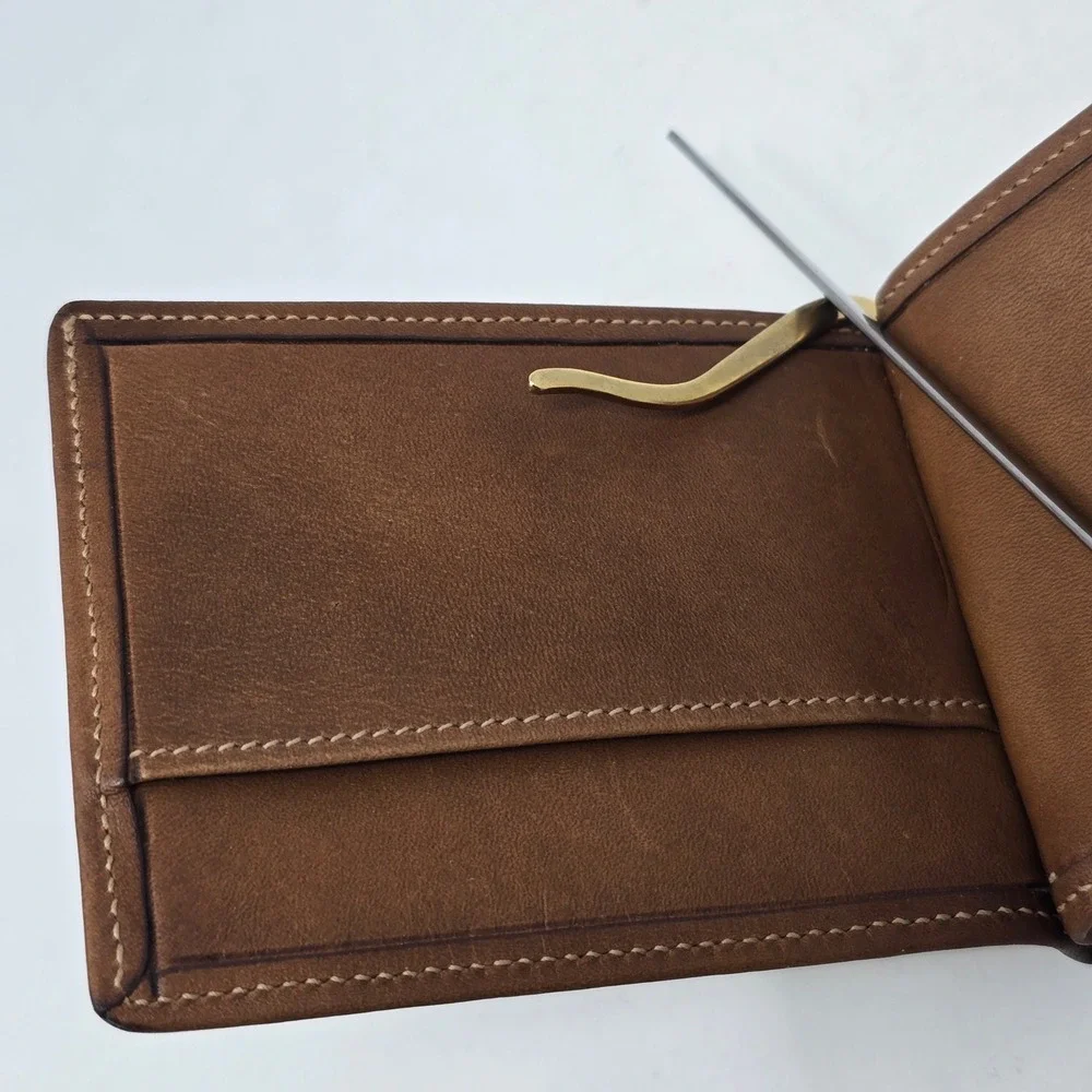 Ghurka Marley Hodgson No 101 Leather Twill Money Clip Wallet Brown Khaki USA